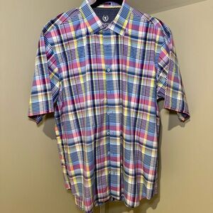 Bugatchi Men's Colorful Plaid Button‎ Down Shirt 100% cotton size XL